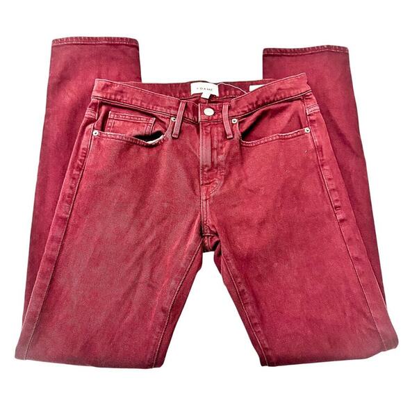 Frame L'Homme Slim Burgundy Denim Straight Leg Jeans Size 31 - Picture 4 of 8